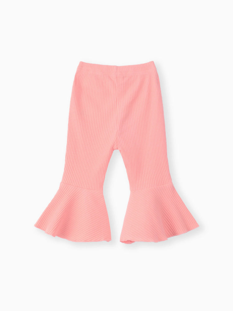 Pantalon côtelé basique uni pour bébé fille, rose