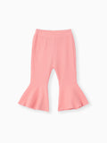 Pantalon côtelé basique uni pour bébé fille, rose