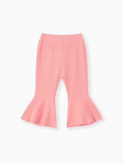 Baby Girl Solid Basic Ribbed Pants Pink