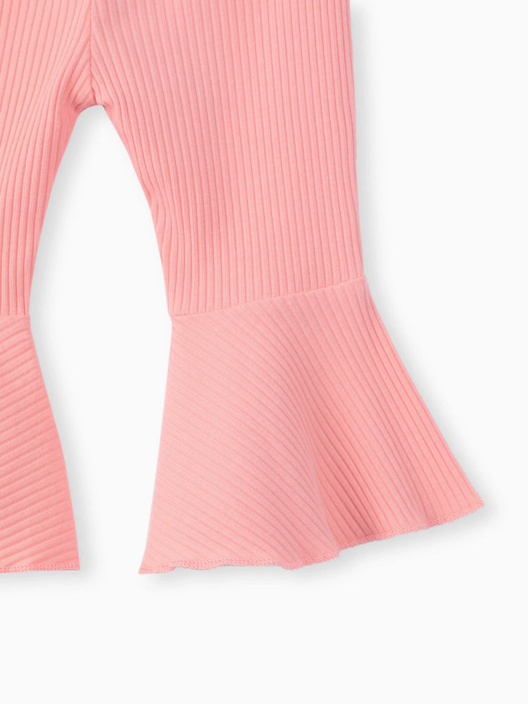 Pantalon côtelé basique uni pour bébé fille, rose