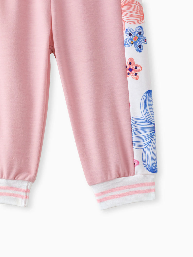 2 STÜCKE Baby Mädchen Stoff Blume Design Casual Langarm Set
 rosa