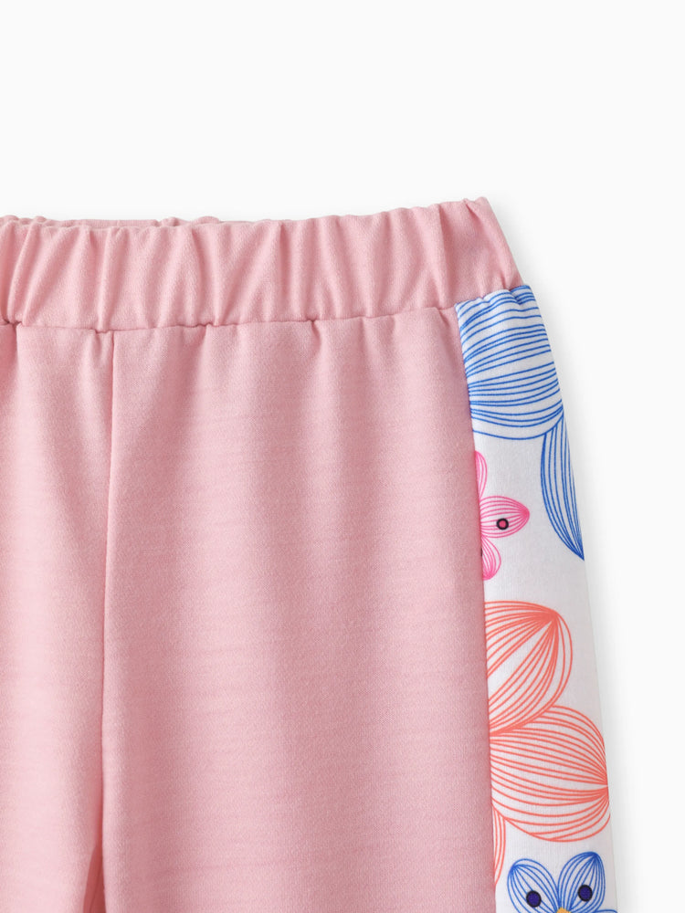 2 STÜCKE Baby Mädchen Stoff Blume Design Casual Langarm Set
 rosa