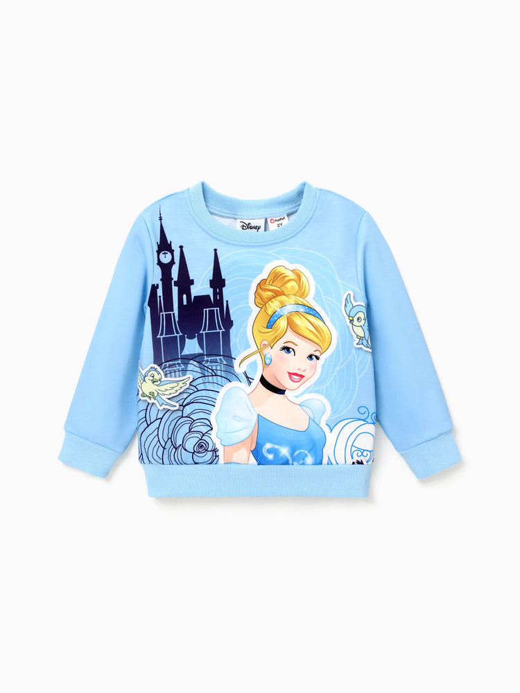 Disney Princess Toddler Girl Cinderella Print Long-sleeve Sweatshirt Blue