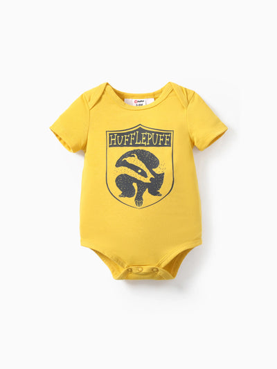 Harry Potter 1pc Baby Boy/girl College Badge Pattern Romper Yellow