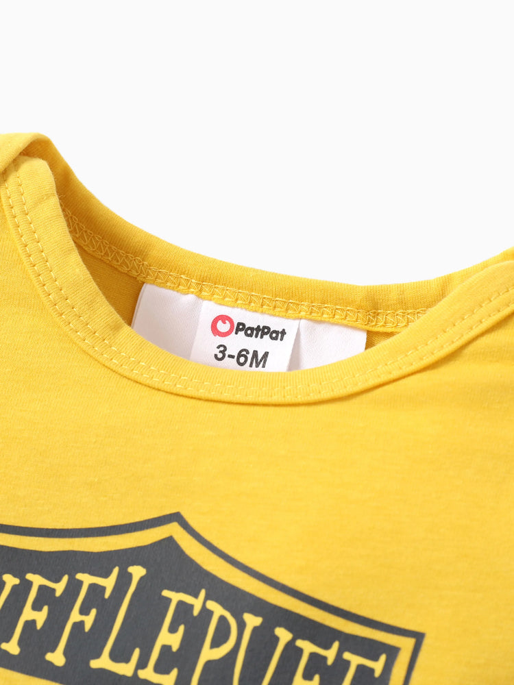 Grenouillère 1 pièce Harry Potter pour bébé garçon/fille, motif badge universitaire, jaune