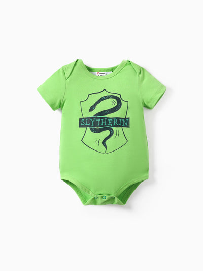 Harry Potter 1pc Baby Boy College Badge Pattern Romper Green