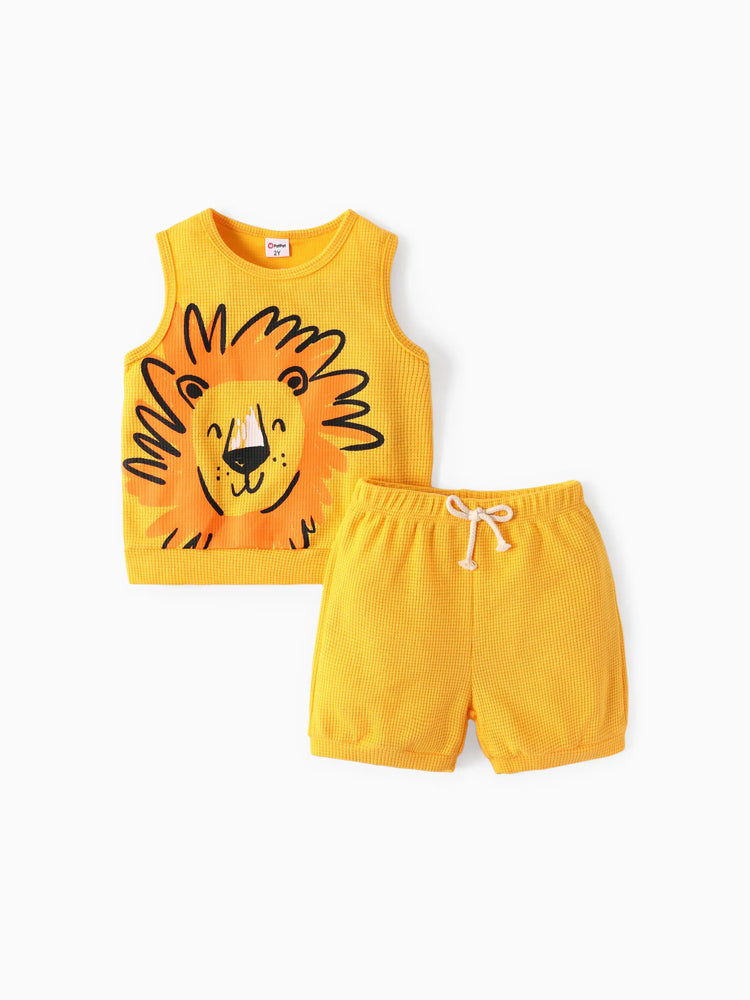 Ensemble 2 pièces débardeur et short imprimé dinosaure pour tout-petit garçon, jaune