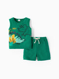 Ensemble 2 pièces débardeur et short imprimé dinosaure pour tout-petit garçon, vert