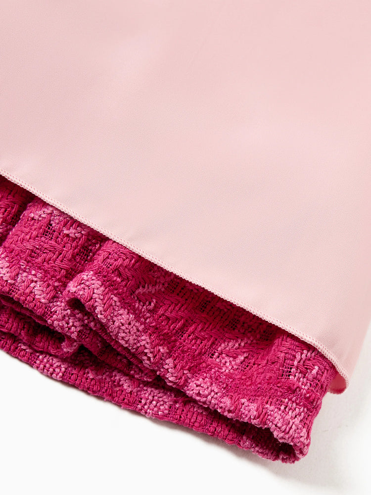 3pcsToddler Girl's Solid Color Classic Grid Houndstooth Suit Dress Set with Hat Hot Pink