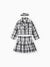 3pcsToddler Girl's Solid Color Classic Grid Houndstooth Suit Dress Set with Hat BlackandWhite
