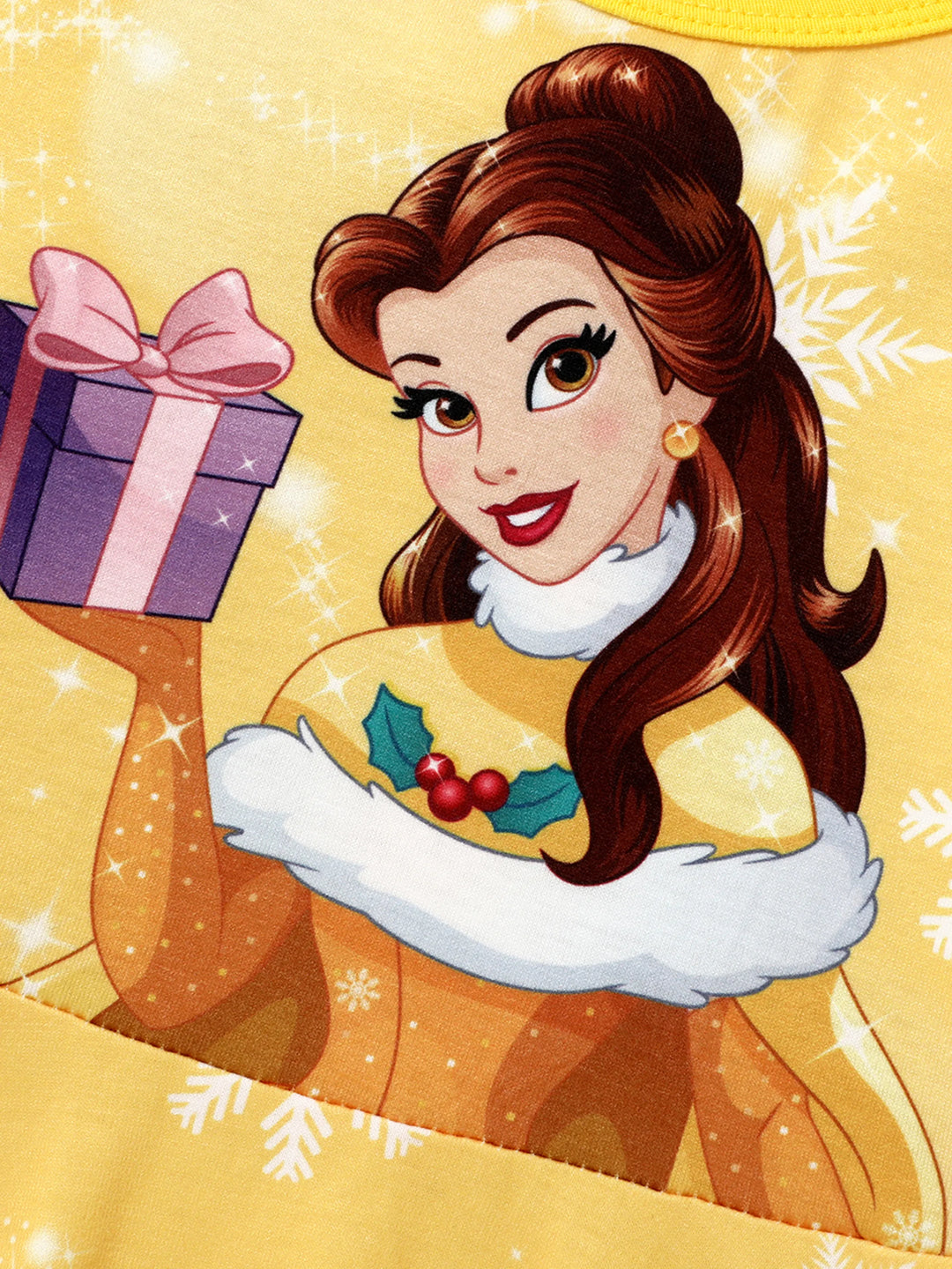 Robe imprimée Belle et cape à capuche imprimée flocons de neige jaune pour petite fille Disney Princess Naia ?
