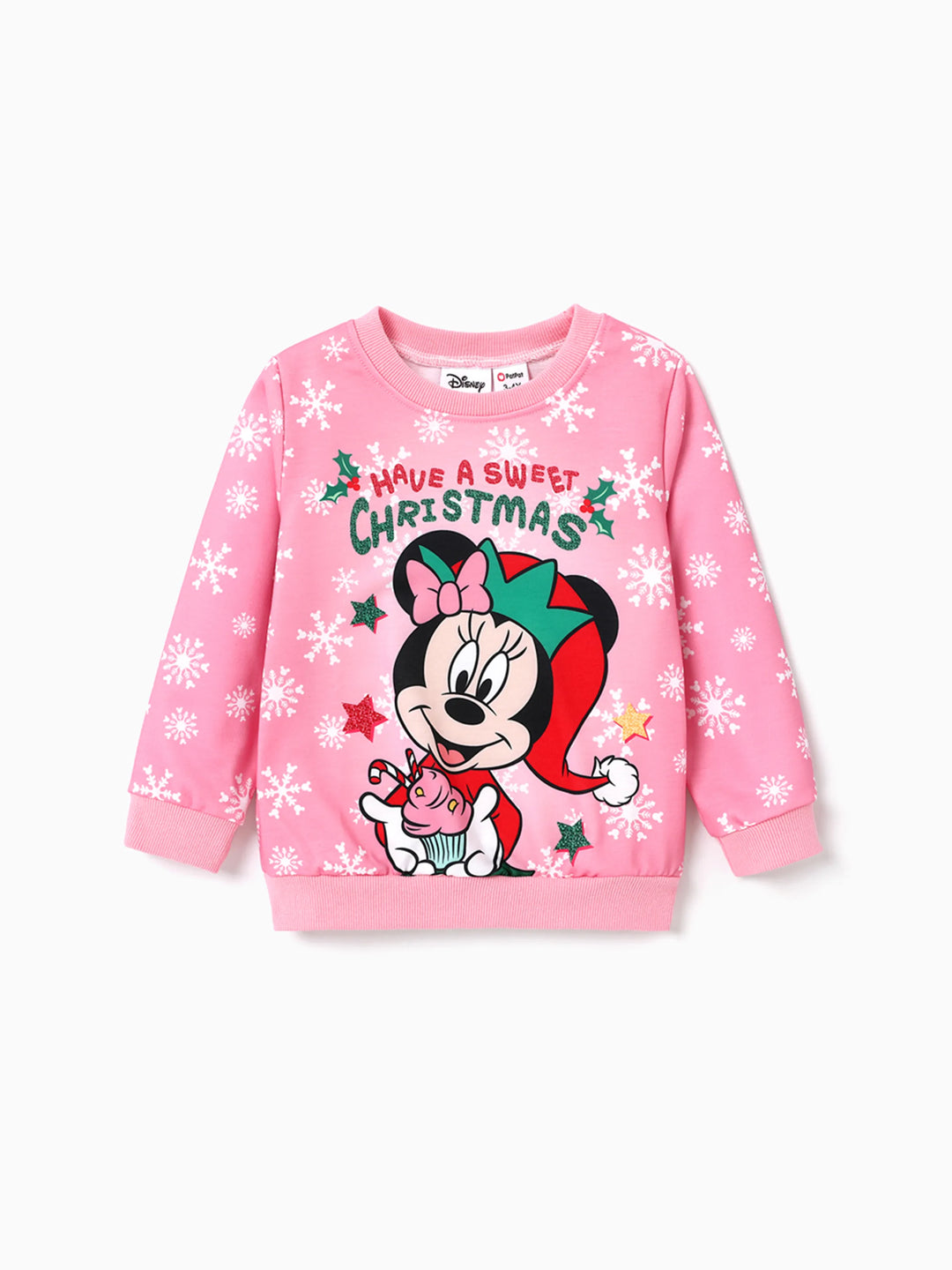 Disney Mickey and Friends Kleinkind Mädchen Minnie Weihnachtsmuster Sweatshirt Hellrosa