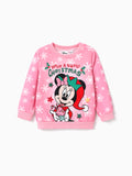 Disney Mickey and Friends Toddler Girl Minnie Christmas Character Print Sweatshirt Light Pink