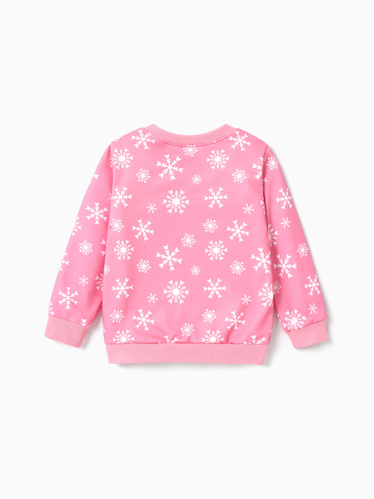 Disney Mickey and Friends Toddler Girl Minnie Christmas Character Print Sweatshirt Light Pink
