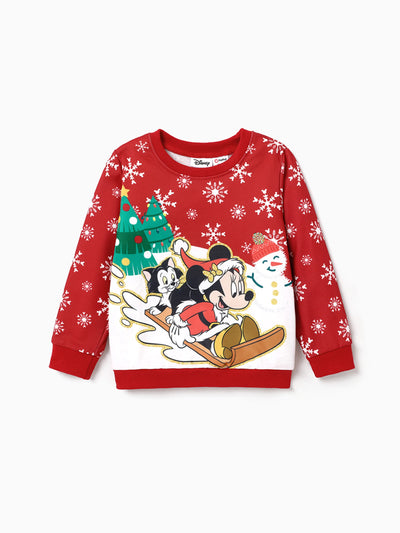 Sweat-shirt imprimé personnage de Noël Disney Mickey et ses amis pour petite fille, rouge