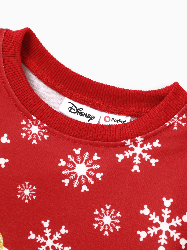 Sweat-shirt imprimé personnage de Noël Disney Mickey et ses amis pour petite fille, rouge