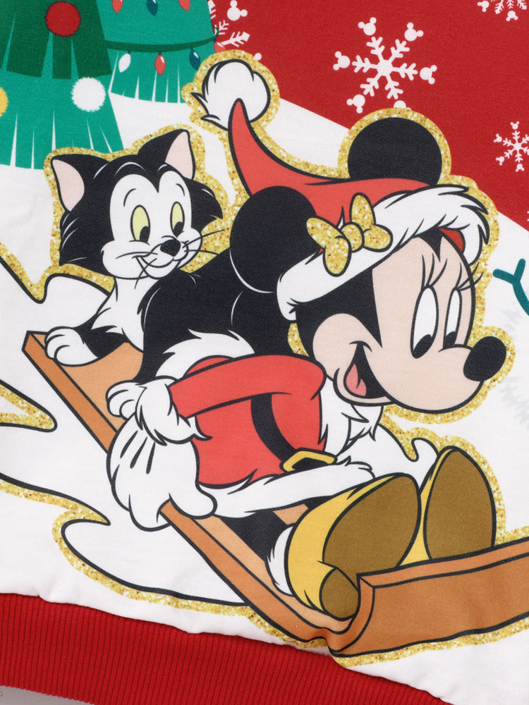 Sweat-shirt imprimé personnage de Noël Disney Mickey et ses amis pour petite fille, rouge