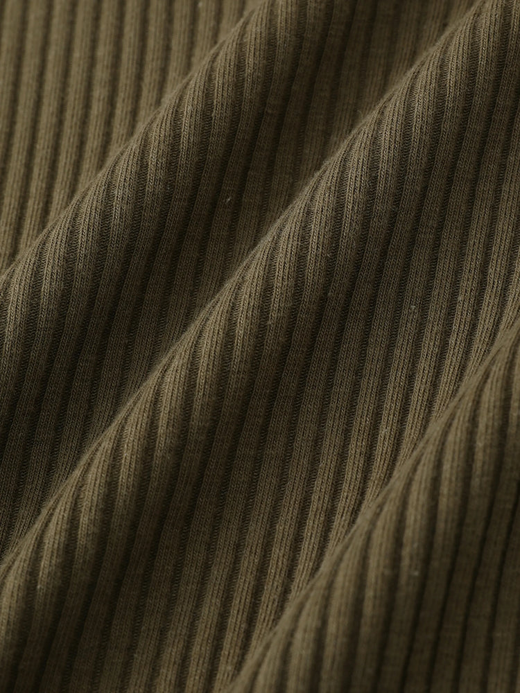 Baby Boy/Girl Cotton Ribbed Button Up Jumpsuit Army green