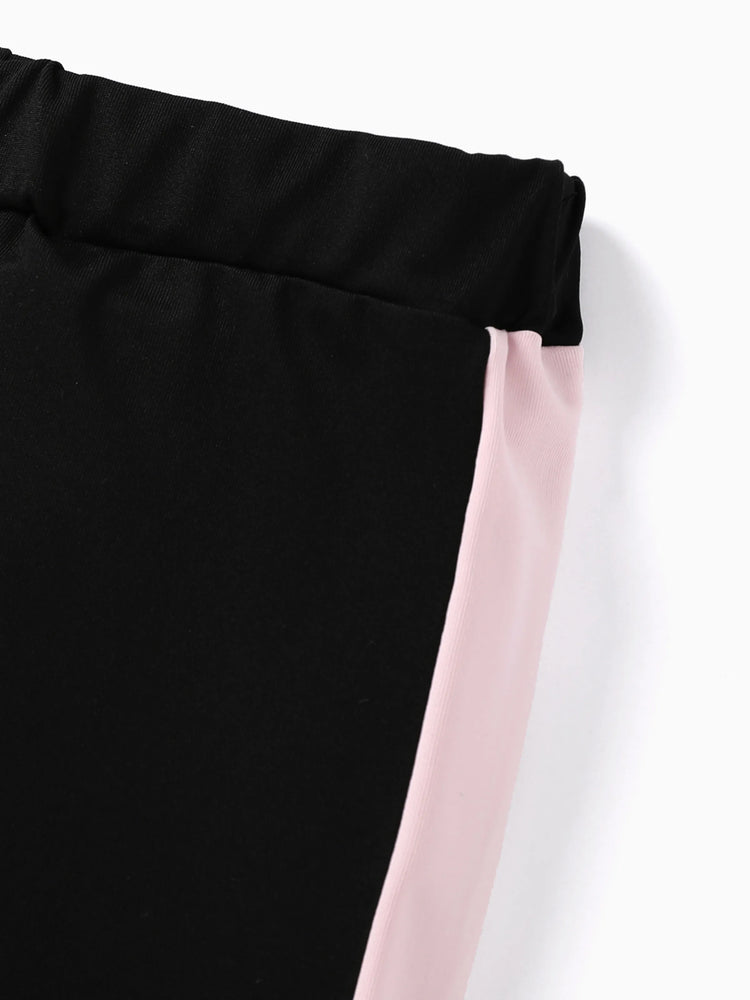 2-teiliges T-Shirt mit Buchstaben-Herz-Aufdruck in Rosa für Kinder und Mädchen im Set mit Capri-Hosen in Farbblock-Optik rosa