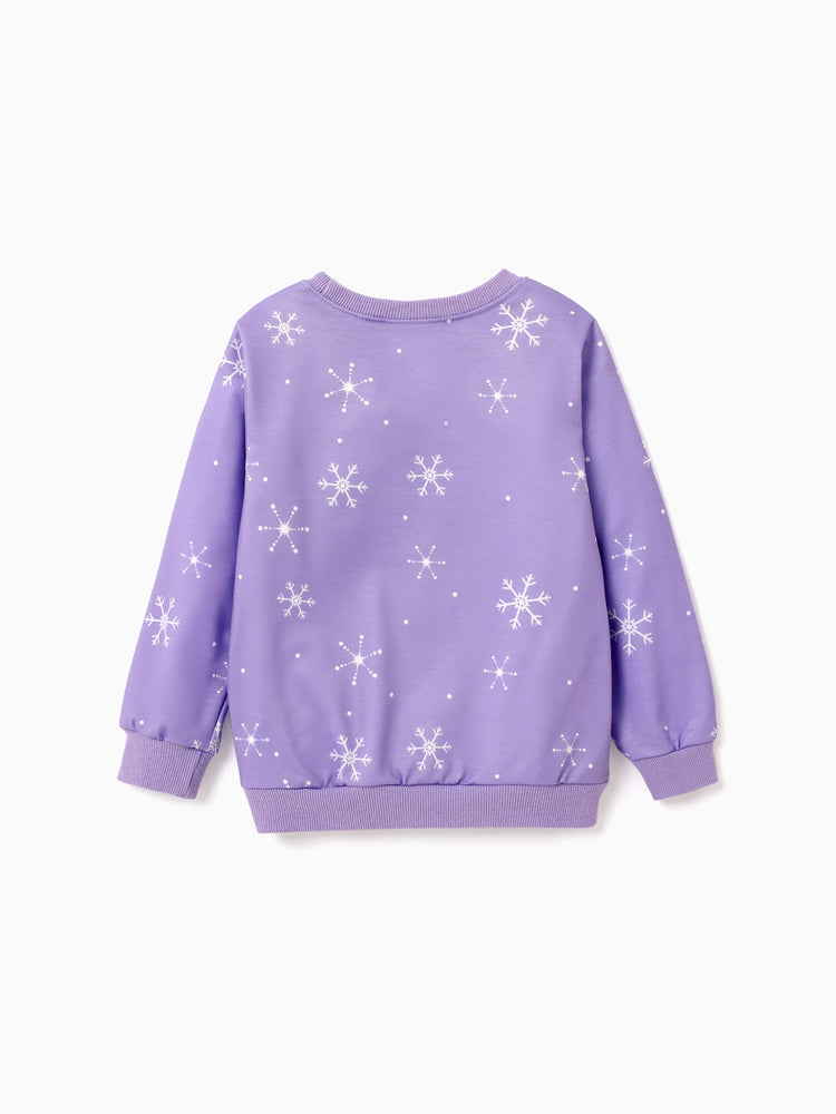 Sweat-shirt à manches longues imprimé flocon de neige et personnage Barbie pour petite fille, violet