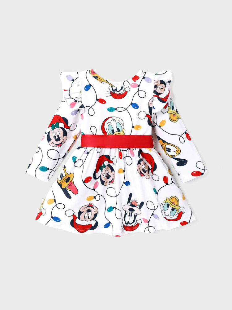 Robe de Noël Mickey/Minnie/Pluto pour petite fille Disney Mickey et ses amis, motif nœud papillon, rouge