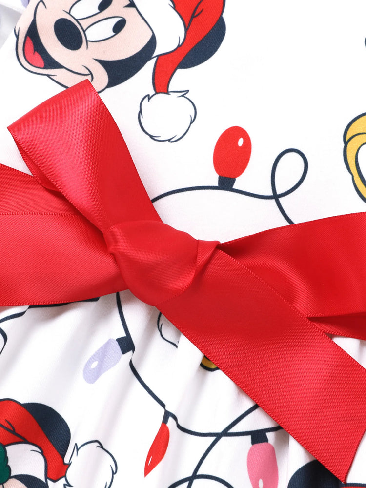 Robe de Noël Mickey/Minnie/Pluto pour petite fille Disney Mickey et ses amis, motif nœud papillon, rouge
