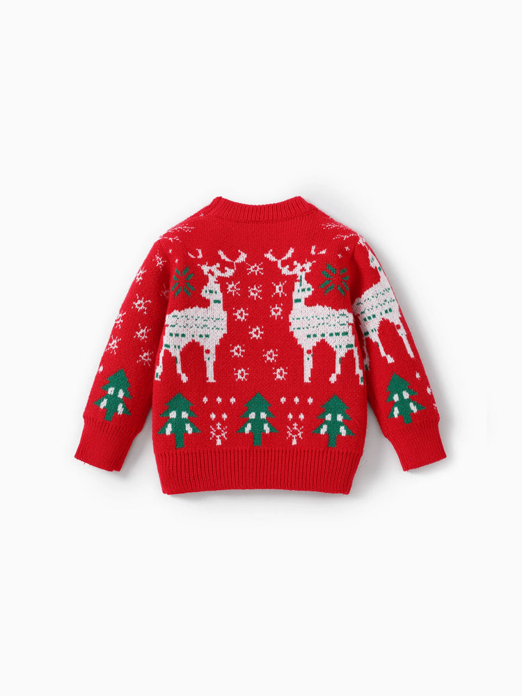 Pull de Noël enfantin rouge pour garçon/fille