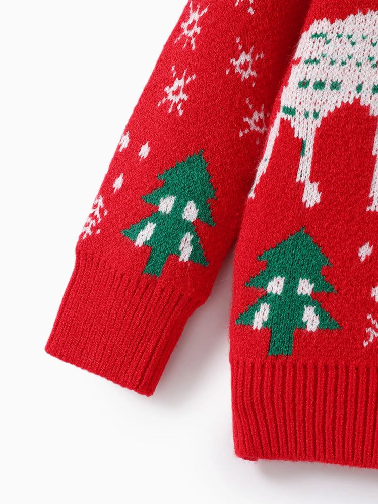 Pull de Noël enfantin rouge pour garçon/fille