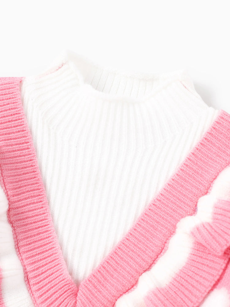 Toddler Girl 2pcs Heart Print Sweater Skirt Set Pink