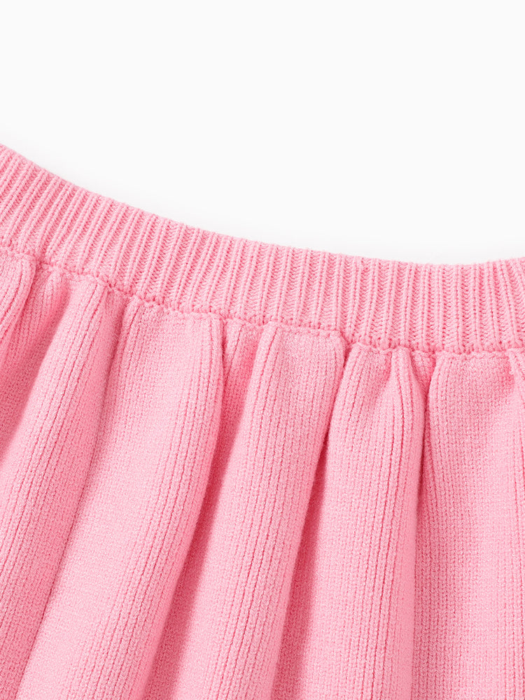 Toddler Girl 2pcs Heart Print Sweater Skirt Set Pink