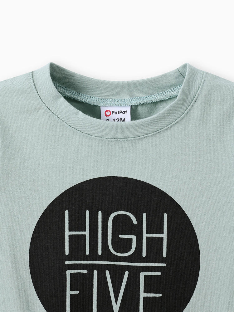 Ensemble 2 pièces pour bébé garçon/fille, 95 % coton, sweat-shirt à manches longues et pantalon imprimé lettres, vert menthe