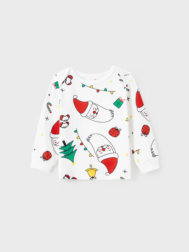 Ensemble pyjama de Noël à manches longues et imprimé coloré pour toute la famille, avec chaussettes de Noël blanches