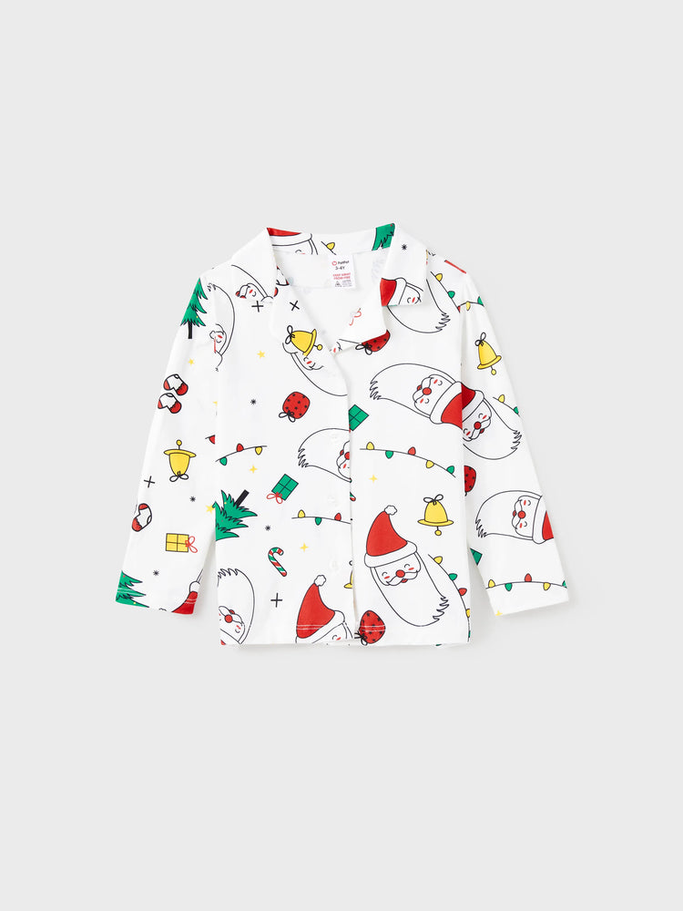 Ensemble pyjama de Noël à manches longues et imprimé coloré pour toute la famille, avec chaussettes de Noël blanches