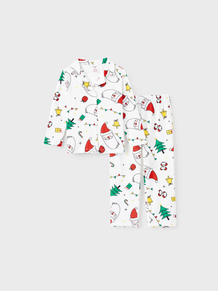 Ensemble pyjama de Noël à manches longues et imprimé coloré pour toute la famille, avec chaussettes de Noël blanches
