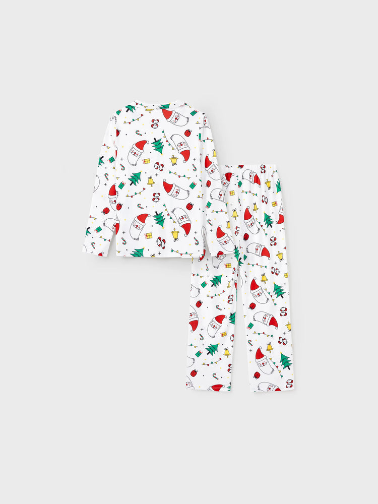 Ensemble pyjama de Noël à manches longues et imprimé coloré pour toute la famille, avec chaussettes de Noël blanches