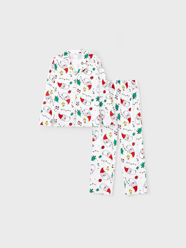 Ensemble pyjama de Noël à manches longues et imprimé coloré pour toute la famille, avec chaussettes de Noël blanches