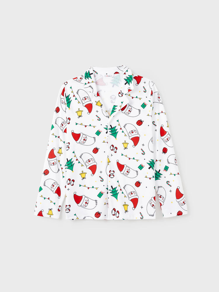 Ensemble pyjama de Noël à manches longues et imprimé coloré pour toute la famille, avec chaussettes de Noël blanches