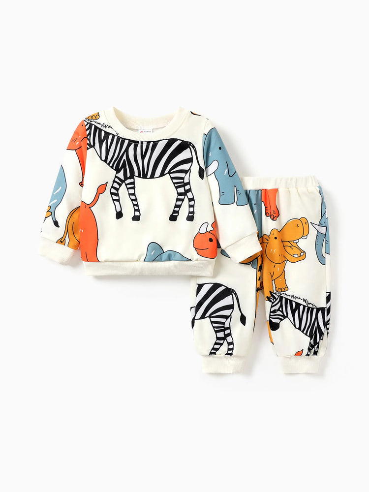 2pcs Baby Boy Animal-patterned Childlike Style Set Colorful