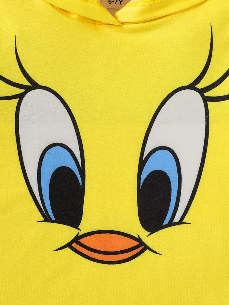Sweat à capuche imprimé Tweety Looney Tunes pour fille, jaune