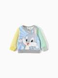 Looney Tunes Baby Boy/Girl Cartoon Print Colorblock Long-sleeve Sweatshirt Flecked Grey