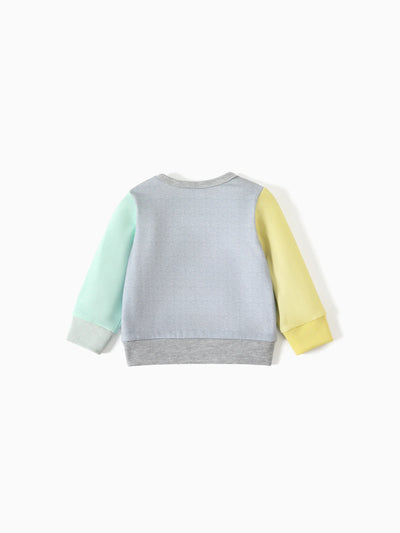 Looney Tunes Baby Boy/Girl Cartoon Print Colorblock Long-sleeve Sweatshirt Flecked Grey