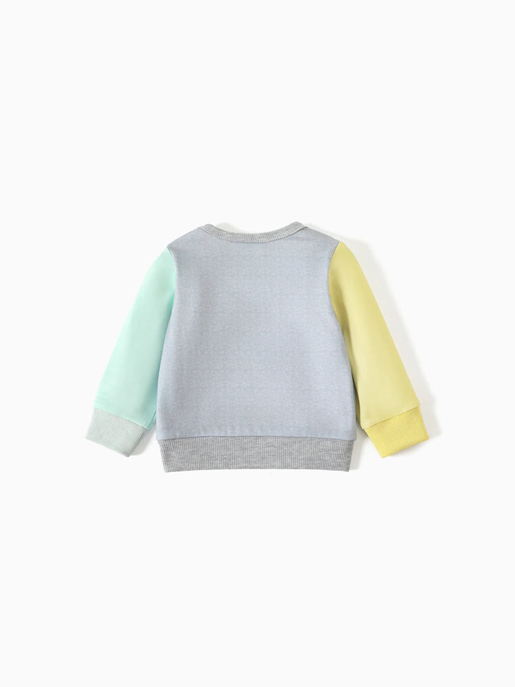 Looney Tunes Baby Boy/Girl Cartoon Print Colorblock Long-sleeve Sweatshirt Flecked Grey