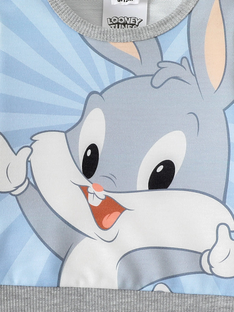 Looney Tunes Baby Boy/Girl Cartoon Print Colorblock Long-sleeve Sweatshirt Flecked Grey