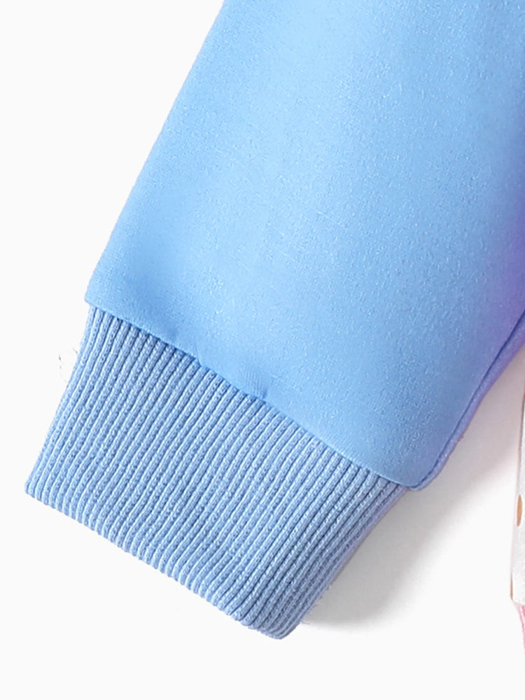 Looney Tunes Baby Girl Cartoon Print Colorblock Long-sleeve Sweatshirt Light Blue