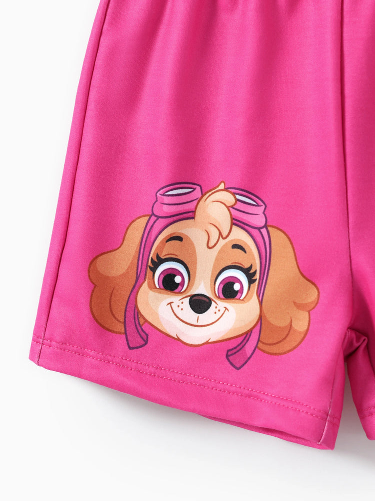 PAW Patrol Toddler Girl Skye 2pcs Rainbow Print T-shirt with Shorts Sporty Set Pink