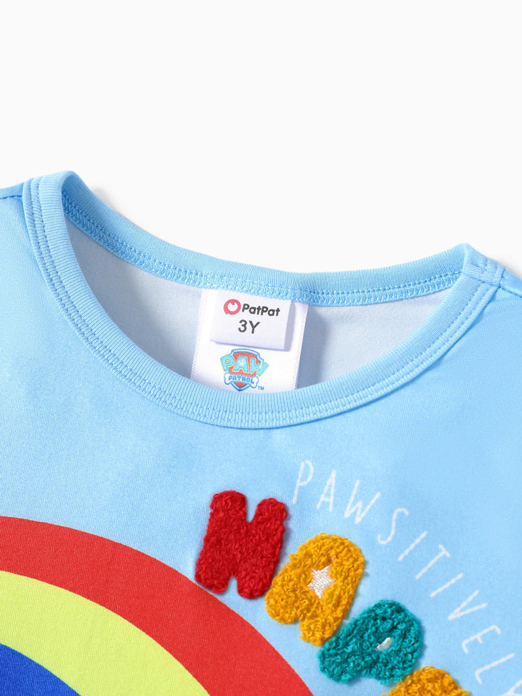 PAW Patrol Toddler Boy Chase 2pcs Rainbow Print T-shirt with Shorts Sporty Set Blue