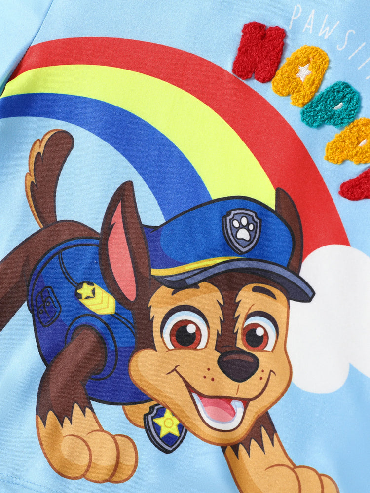 PAW Patrol Toddler Boy Chase 2pcs Rainbow Print T-shirt with Shorts Sporty Set Blue