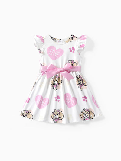 Tenues Paw Patrol - Robe rose Skye pour petite fille avec imprimé cœur et personnage rose