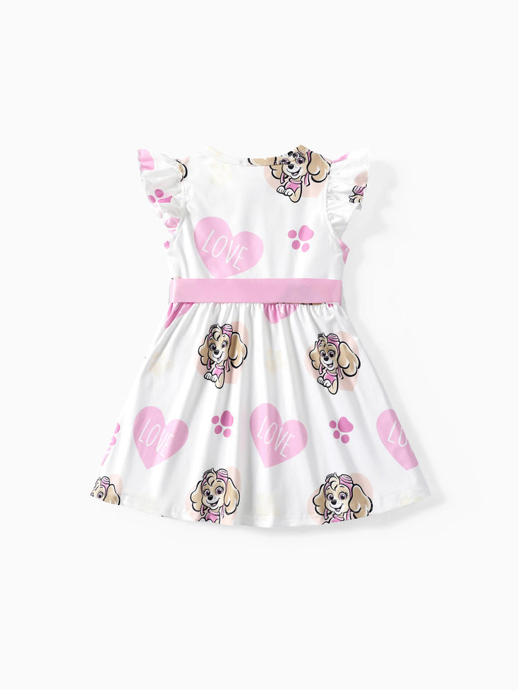 Paw Patrol Outfits - Toddler Girl Skye Pink Dress with Heart and Character Print Pink