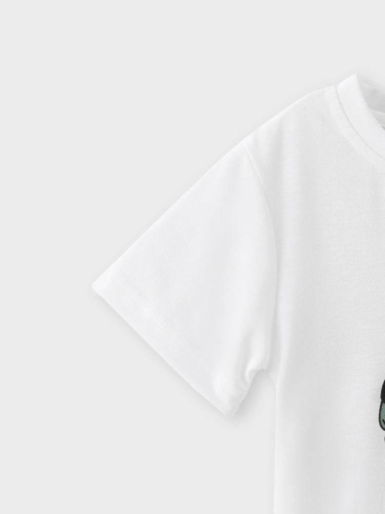 Ensemble 2 pièces pour tout-petit garçon, t-shirt et short cargo à imprimé dinosaure ludique, blanc